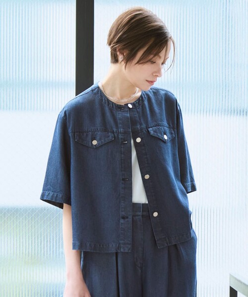 ICB　デニムジャケット　スタンドカラー　ダークネイビー ICB｜アイシービーのデニムジャケット通販 - ZOZOTOWN