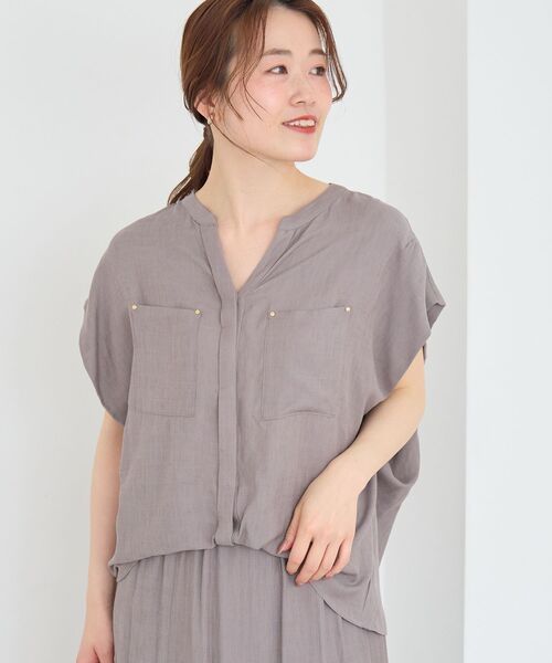 le.coeur blanc(ルクールブラン)の「2WAYリネンライクポケットブラウス(シャツ/ブラウス・レディース・アイボリー/ライトグリーン/チャコールグレー/モカ・38)」の16枚目の写真