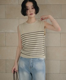 back open sleeveless rib knit /バックオープンノースリーブリブニット