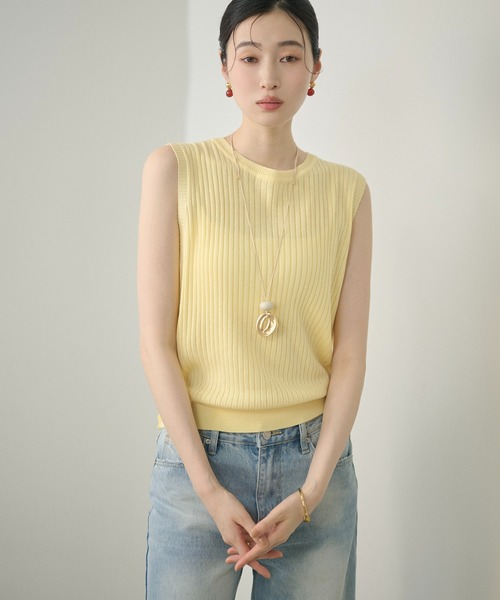 LAULEN(ローレン)の「back open sleeveless rib knit /バックオープンノースリーブリブニット(ニット/セーター・レディース・ネイビー系2/イエロー/オレンジ/ライトグレー/レッド/ブラウン/ブラウン系2/グレイッシュベージュ/ブラック/アイボリー・FREE)」の8枚目の写真