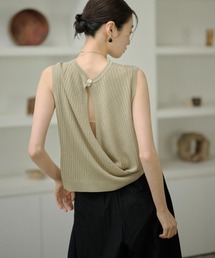 back open sleeveless rib knit /バックオープンノースリーブリブニット
