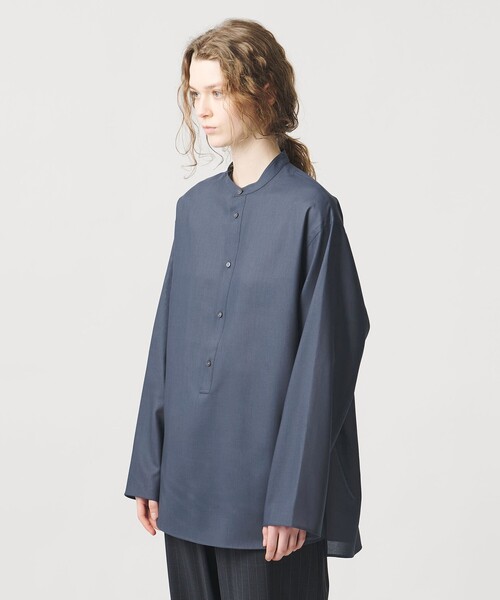 LOEFF(ロエフ)の「<LOEFF>ポリエステルボイル ヘンリーネック シャツ(シャツ/ブラウス・レディース・ネイビー/ブラック・0/1)」の10枚目の写真