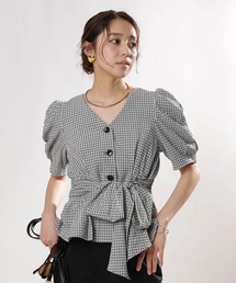 JUSGLITTY | パフショルダーペプラムブラウス(シャツ/ブラウス)