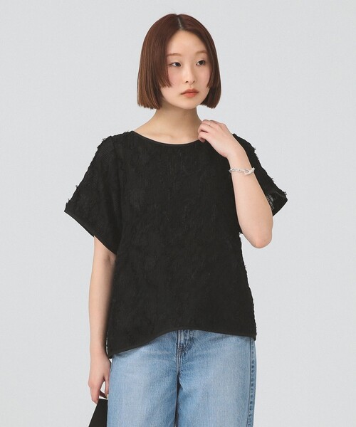 Ray BEAMS(レイビームス)の「【8/6 再値下げ】シュリンク ジャカード トップス(Tシャツ/カットソー・レディース・ホワイト系その他6/ブラック・ONE SIZE)」の10枚目の写真