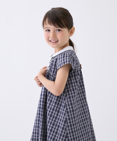 petit main(プティマイン)の「ちびリボンピンタックワンピース(ワンピース・キッズ・ブルー/カラフル/ネイビー・100cm/120cm/80cm/130cm/110cm/90cm)」の8枚目の写真