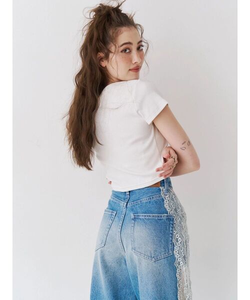 EVRIS(エヴリス)の「ネックレスフレンチスリーブショートトップス(Tシャツ/カットソー・レディース・ブルー/ホワイト/ブラック・FREE)」の9枚目の写真