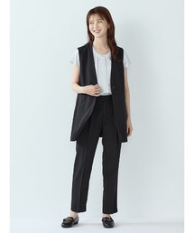Perfect Suit FActory（パーフェクトスーツファクトリー）の「涼感リネンライク【通気性/軽やか】　テーパードパンツ　【ボーテ・セットアップ】ブラック/C.グレー/ブラウン/D.ブラウン（スーツパンツ）」