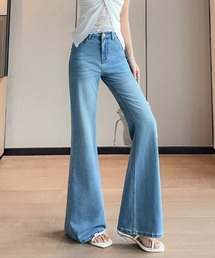 リヨセルデニム ワイド フレアパンツ