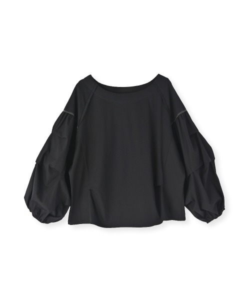 marjour(マージュール)の「SILKET BODY TUCK SLEEVE TOP(シャツ/ブラウス・レディース・ブラック/オフホワイト・M)」の2枚目の写真