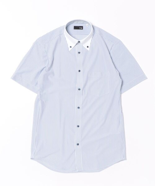 TAKA-Q(タカキュー)の「ワイシャツ メンズ ストレッチ 吸水速乾 ノンアイロン ボタンダウン 半袖 ビジネス ドレス NEWスタンダードフィット(ビジネスシャツ・メンズ・ブルー・LARGE/3L/S/MEDIUM/X-LARGE)」の2枚目の写真