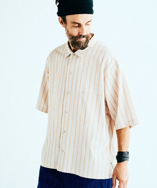 BASISBROEK(バシスブルック)の「PUTTEN -STRIPE-(シャツ/ブラウス・メンズ・ブラック/サンドベージュ・1)」の21枚目の写真