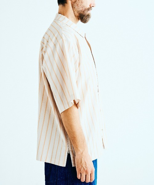 BASISBROEK(バシスブルック)の「PUTTEN -STRIPE-(シャツ/ブラウス・メンズ・ブラック/サンドベージュ・1)」の19枚目の写真