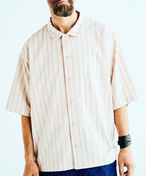 BASISBROEK(バシスブルック)の「PUTTEN -STRIPE-(シャツ/ブラウス・メンズ・ブラック/サンドベージュ・1)」の17枚目の写真