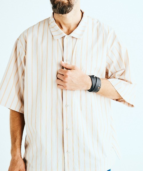 BASISBROEK(バシスブルック)の「PUTTEN -STRIPE-(シャツ/ブラウス・メンズ・ブラック/サンドベージュ・1)」の16枚目の写真
