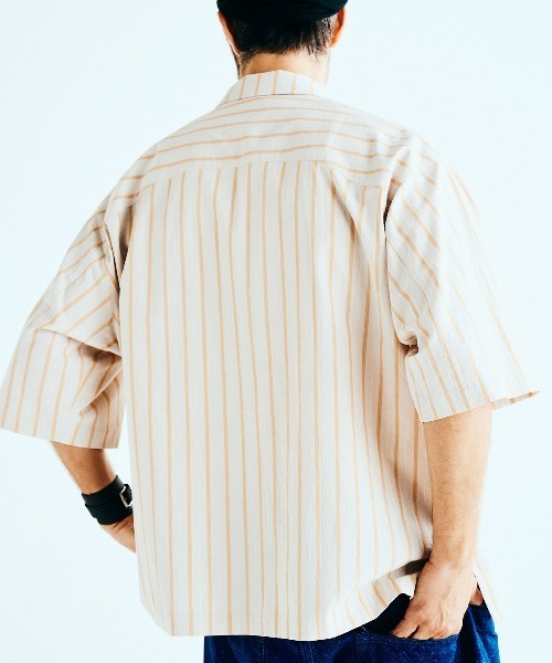 BASISBROEK(バシスブルック)の「PUTTEN -STRIPE-(シャツ/ブラウス・メンズ・ブラック/サンドベージュ・1)」の15枚目の写真