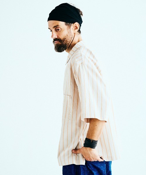 BASISBROEK(バシスブルック)の「PUTTEN -STRIPE-(シャツ/ブラウス・メンズ・ブラック/サンドベージュ・1)」の14枚目の写真
