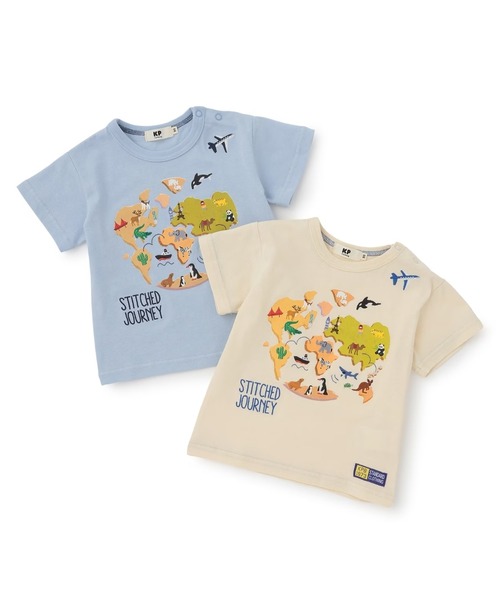 KP BOY（ケーピーボーイ）の「世界地図モチーフ Tシャツ（Tシャツ/カットソー・キッズ・クリーム/ブルー・80ｃｍ/90cm/110cm/120cm/100cm/130cm）」の9枚目の写真