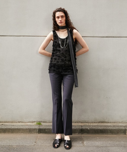 PRANK PROJECT(プランクプロジェクト)の「【2026Summer Pre-Order】スーチングスリムフレアパンツ / Stitched Slim Flare Pants(その他パンツ・レディース・ネイビー/グレー/ブラック・38/36)」の5枚目の写真