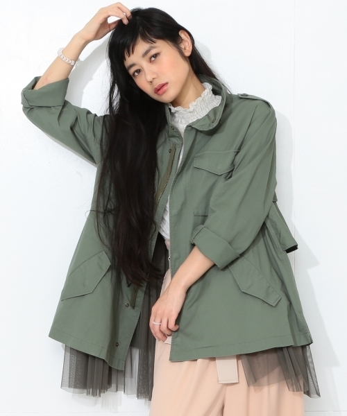 CAROLINA GLASER(カロリナ グレイサー)の「CAROLINA GLASER / チュール ミリタリーブルゾン(ミリタリージャケット・レディース・カーキ・ONE SIZE)」の16枚目の写真