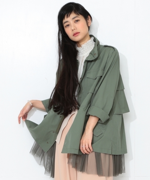CAROLINA GLASER(カロリナ グレイサー)の「CAROLINA GLASER / チュール ミリタリーブルゾン(ミリタリージャケット・レディース・カーキ・ONE SIZE)」の17枚目の写真