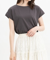 【ハニさら・接触冷感・吸水速乾・UVカット・遮熱】フレンチ袖Tシャツ