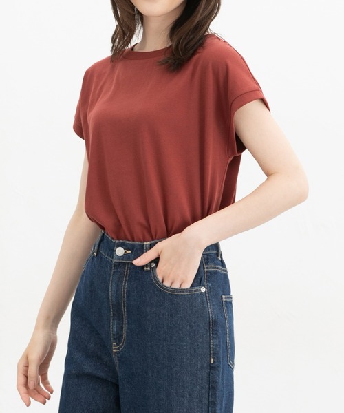 ハニさら・接触冷感・吸水速乾・UVカット・遮熱】フレンチ袖Tシャツ