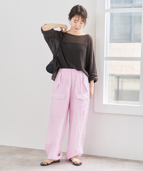 Spick & Span（スピックアンドスパン）の「TICCA  / ティッカ リネンカーゴパンツ（カーゴパンツ・レディース・ピンク/ブラウン/ホワイト・FREE）」の6枚目の写真