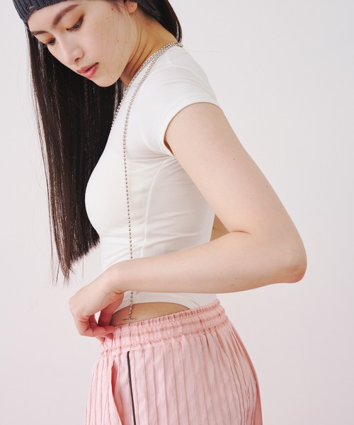 SOEMIN(ソミン)の「【SELECT】Bodysuit T-shirt/ボディスーツ半袖Tシャツ(Tシャツ/カットソー・レディース・ホワイト/ブラック・FREE)」の1枚目の写真