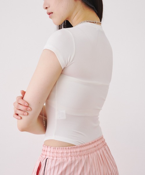 SOEMIN(ソミン)の「【SELECT】Bodysuit T-shirt/ボディスーツ半袖Tシャツ(Tシャツ/カットソー・レディース・ホワイト/ブラック・FREE)」の13枚目の写真
