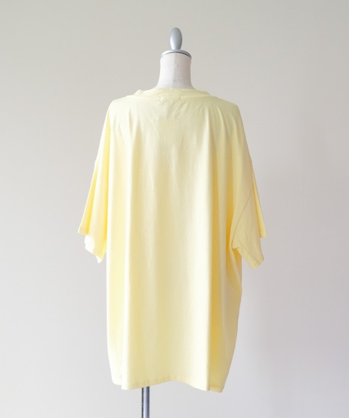DOLLUPOOPS(ドールアップウップス)の「Loose V-neck Half Sleeve T-shirt(ルーズVネックハーフスリーブTシャツ)(Tシャツ/カットソー・レディース・ピンク/ブラック/イエロー/チャコールグレー/オフホワイト・FREE)」の9枚目の写真