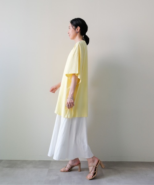 DOLLUPOOPS(ドールアップウップス)の「Loose V-neck Half Sleeve T-shirt(ルーズVネックハーフスリーブTシャツ)(Tシャツ/カットソー・レディース・ピンク/ブラック/イエロー/チャコールグレー/オフホワイト・FREE)」の18枚目の写真