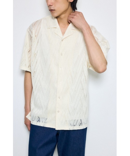 AZUL by moussy(アズールバイマウジー)の「デザインメッシュシャツ(シャツ/ブラウス・メンズ・ブラック系その他/ブラック/アイボリー/イエロー系その他・SMALL/MEDIUM/LARGE)」の1枚目の写真