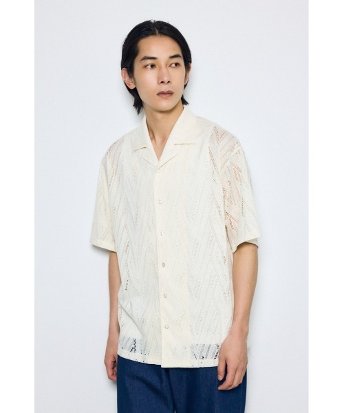 AZUL by moussy(アズールバイマウジー)の「デザインメッシュシャツ(シャツ/ブラウス・メンズ・ブラック系その他/ブラック/アイボリー/イエロー系その他・SMALL/MEDIUM/LARGE)」の6枚目の写真