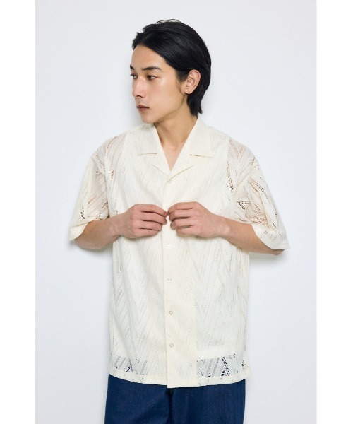 AZUL by moussy(アズールバイマウジー)の「デザインメッシュシャツ(シャツ/ブラウス・メンズ・ブラック系その他/ブラック/アイボリー/イエロー系その他・SMALL/MEDIUM/LARGE)」の5枚目の写真