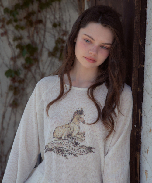 OURNOSTALGIA(アワー ノスタルジア)の「Linen Pony Fringe T-Shirt_Natural(OB6TP07)(Tシャツ/カットソー・レディース・オートミール・FREE)」の2枚目の写真
