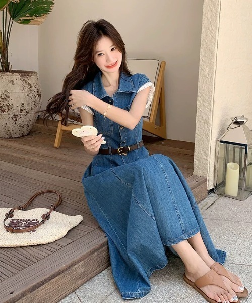 FAVORITO(ファヴォリート)の「デニムワンピース(ワンピース・レディース・ブルー・S/M/L/XL)」の3枚目の写真