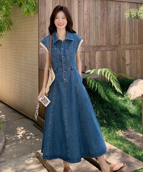 FAVORITO(ファヴォリート)の「デニムワンピース(ワンピース・レディース・ブルー・S/M/L/XL)」の4枚目の写真