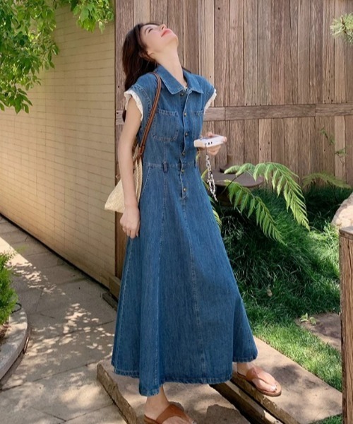 FAVORITO(ファヴォリート)の「デニムワンピース(ワンピース・レディース・ブルー・S/M/L/XL)」の5枚目の写真