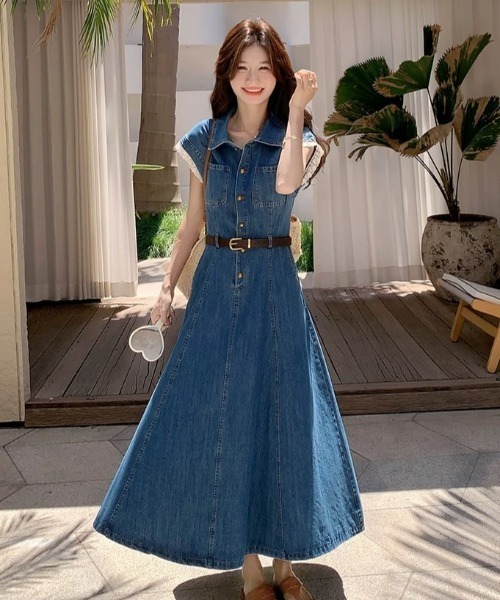 FAVORITO(ファヴォリート)の「デニムワンピース(ワンピース・レディース・ブルー・S/M/L/XL)」の6枚目の写真