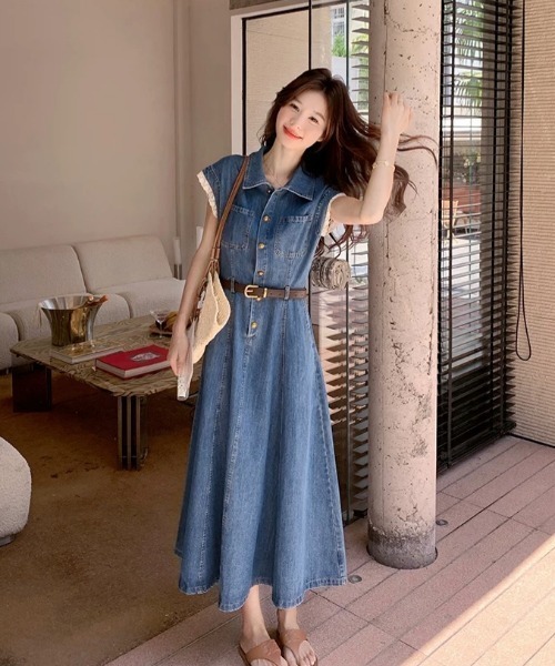 FAVORITO(ファヴォリート)の「デニムワンピース(ワンピース・レディース・ブルー・S/M/L/XL)」の9枚目の写真