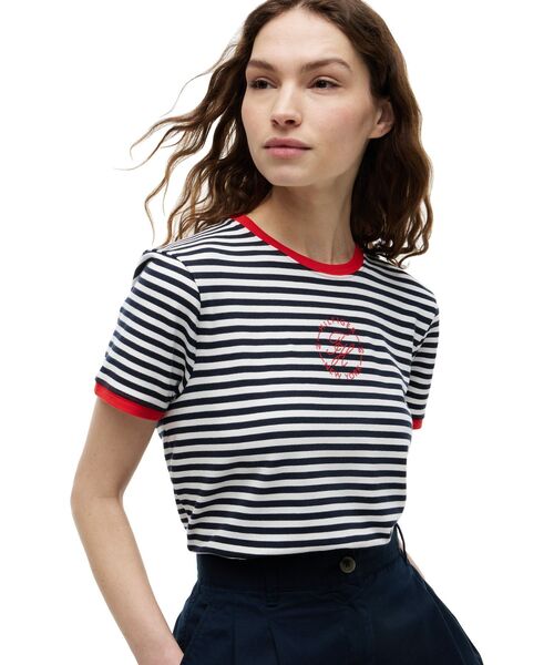 TOMMY HILFIGER(トミーヒルフィガー)の「ラウンドロゴレギュラークルーネックショートスリーブTシャツ(Tシャツ/カットソー・レディース・レッド系その他6/マルチ/ネイビー・X-SMALL/XX-SMALL/SMALL)」の11枚目の写真