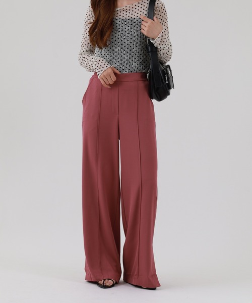 OMNES（オムネス）の「OMNES Another Edition T/PU スリット入 センタープレスワイドパンツ（スラックス・レディース・ブラウン/ピンク・F）」の22枚目の写真