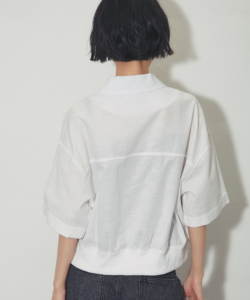 ANOTHER S(アナザーエス)の「ハーフスリーブ刺繍シャツ(シャツ/ブラウス・レディース・ホワイト/ブラック・FREE)」の12枚目の写真