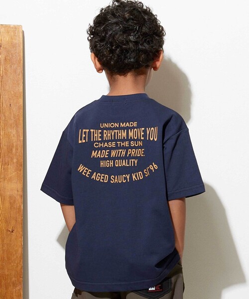 WASK(ワスク)の「【接触冷感】コードポケット カレッジロゴ BIG半袖Tシャツ(Tシャツ/カットソー・キッズ・ネイビー/ベージュ・130cm/150cm/140cm/160cm)」の1枚目の写真
