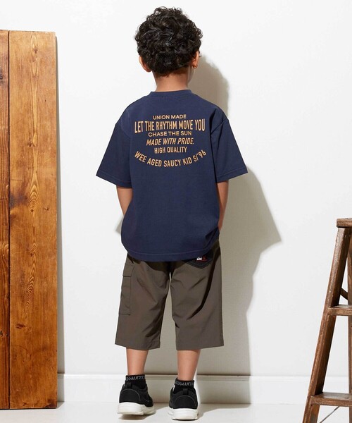 WASK(ワスク)の「【接触冷感】コードポケット カレッジロゴ BIG半袖Tシャツ(Tシャツ/カットソー・キッズ・ネイビー/ベージュ・130cm/150cm/140cm/160cm)」の6枚目の写真