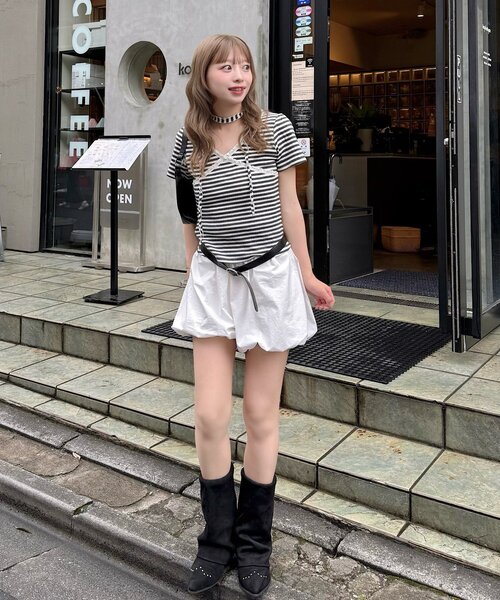 Kastane(カスタネ)の「【デコルテ映え】ミニビスケットTee(Tシャツ/カットソー・レディース・ネイビー/ブラウン/オフホワイト/グレー/アイボリー・FREE)」の7枚目の写真