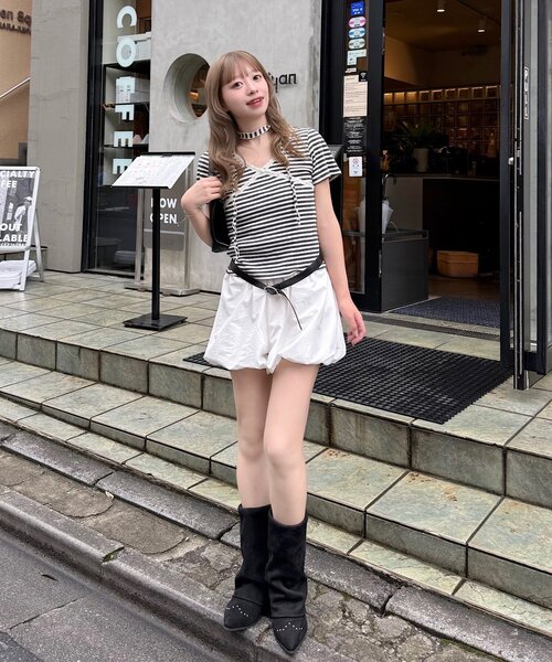 Kastane(カスタネ)の「【デコルテ映え】ミニビスケットTee(Tシャツ/カットソー・レディース・ネイビー/ブラウン/オフホワイト/グレー/アイボリー・FREE)」の9枚目の写真