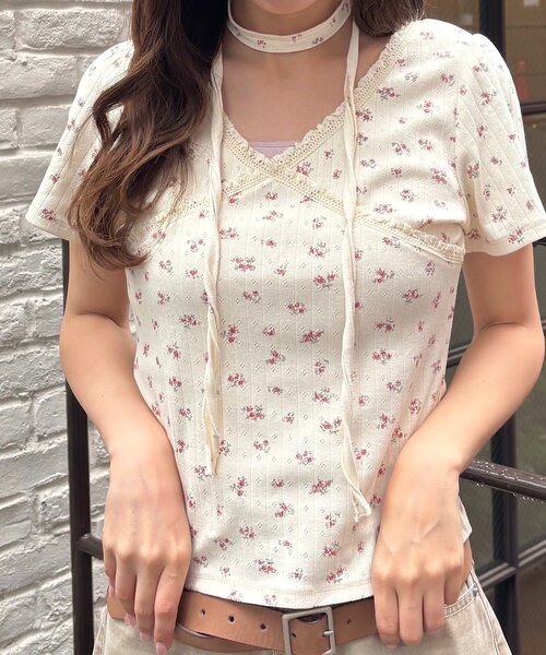 Kastane(カスタネ)の「【デコルテ映え】ミニビスケットTee(Tシャツ/カットソー・レディース・ネイビー/ブラウン/オフホワイト/グレー/アイボリー・FREE)」の13枚目の写真