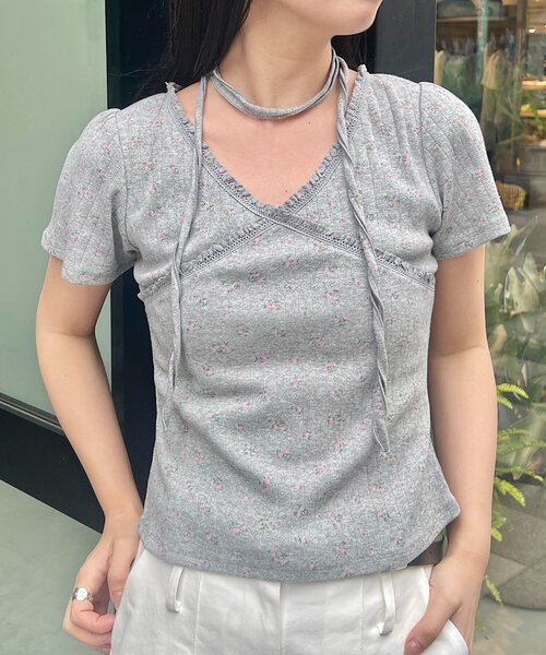 Kastane(カスタネ)の「【デコルテ映え】ミニビスケットTee(Tシャツ/カットソー・レディース・ネイビー/ブラウン/オフホワイト/グレー/アイボリー・FREE)」の19枚目の写真