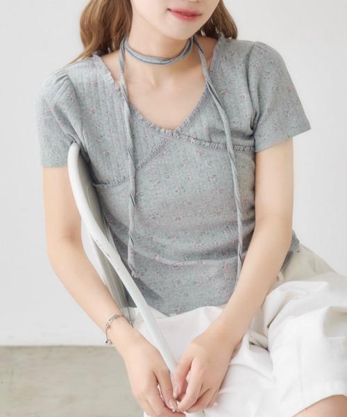 Kastane(カスタネ)の「【デコルテ映え】ミニビスケットTee(Tシャツ/カットソー・レディース・ネイビー/ブラウン/オフホワイト/グレー/アイボリー・FREE)」の10枚目の写真